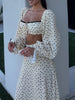 Polka Dot Lace Trim Crop Top & Maxi Skirt Two-Piece Dress Set