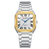 Mens Simple Square Waterproof Quartz Watch With Roman Numerals And Fashionable Steel Band