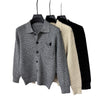 Casual Solid-Color Pocket Lapel Knit Sweater Coat