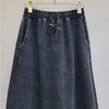 Starry Heavy Embroidery Hot Drilling Elastic Waist Split A- Line Skirt Women
