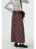 Retro Plaid Skirt High Waist Midi Skirt