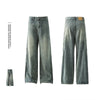 American-style Vintage Distressed Striped Patchwork Jeans