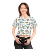 Vintage Airplane Pattern Crop Tee — Cute Retro Planes All-Over Print Top