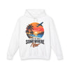 Let's Go Somewhere New Hoodie — Retro Sunset Beach Travel Sweatshirt