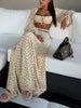 Polka Dot Lace Trim Crop Top & Maxi Skirt Two-Piece Dress Set