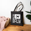 Tote Bag — "Born to Fly" Plane Graphic Travel Tote