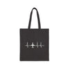 Aviator Heartbeat Tote — Canvas Plane ECG Tote Bag for Pilots & Travel Lovers