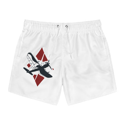 Vintage Aircraft Swim Trunks - Men's Summer Beach Shorts