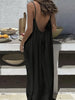 Loose Spaghetti Dress Ins Fashion U-cut Backless Tie-up Long Dresses Beach Vacation Bohemian Women's Clothing