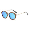 Women's Casual All-matching Round Frame Walnut Wooden Sunglasses