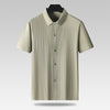 Men's Plus-sized Plus Size Fashion Casual Square Collar Striped Ice Silk Shirt