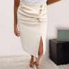 Summer Midi Skirt With Side Slit And Buttons Versatile Style