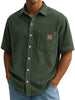 Versatile Leisure Corduroy Leather Sticker Pocket Short Sleeve Shirt