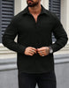 Men's Solid Color Pocket Shirt Long Sleeve Single-breasted Lining