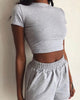 2 Piece Set Women Summer O-Neck Casual Crop Top 2020 Female Clothing Tracksuit Pockets Loose Shorts Two Piece