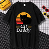 Black Cat Daddy Print Menswear Cartoon S-XXXL Tshirts Comfortable Summer Loose T Shirt Hip Hop Tee Clothes Crewneck T Shirts Men