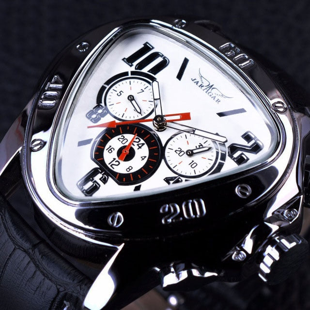 Jaragar Men s Sport Watches Racing Design Geometric Triangle Watch Men Genuine Leather Strap Watches Male Automatic Wrist Watch Aviationkart