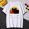 Black Cat Daddy Print Menswear Cartoon S-XXXL Tshirts Comfortable Summer Loose T Shirt Hip Hop Tee Clothes Crewneck T Shirts Men