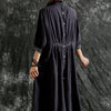 Johnature 2023 New Vintage Cotton Linen Embroidery Loose Solid Color Women Dresses Summer 3 Colors Lace Button Dress