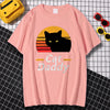 Black Cat Daddy Print Menswear Cartoon S-XXXL Tshirts Comfortable Summer Loose T Shirt Hip Hop Tee Clothes Crewneck T Shirts Men