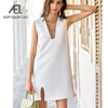 AEL white tank dress women summer mini dress loose 2020 fashion Sleeveless Casual dresses wrap simple dress mini