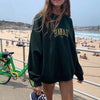 Vintage Letter Embroidery Loose Sweatshirt Women 2020 New Cotton Long Sleeve O Neck Oversized Hoodie Autumn Casual Chic Hoodies