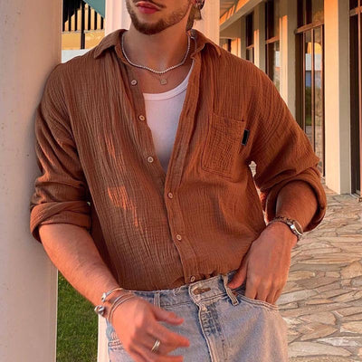 Men's Solid Color European And American Shirt