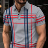 Men's Printed Lapel Button Sport Short Sleeved Shirt