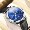 WOKAI high quality Rose Gold Men's Casual belt quartz watch Men's student three eyes Women's night light waterproof clock
