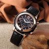 WOKAI high quality Rose Gold Men's Casual belt quartz watch Men's student three eyes Women's night light waterproof clock