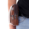 Men Leather Waist Bag Large Capacity Belt Bag Brown Shoulder Bags Crossbody Bags Multi-layer Buckle Mobile Phone Bag Bum Pouch