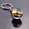 France Paris Eiffel Tower Keychains Double Side Glass Ball Pendant Metal Key Chains Travel Souvenir Keyring Gift Art Jewelry