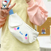 Kawaii Sanrio Crossbody Cinnamoroll Chest Bag Anime Kuromi Messenger Bag My Melody Waist Pack Mobile Phone Bag Purses Women Gift