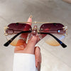 KAMMPT Vintage Rimless Sunglasses Men Women Trendy Aviator Gradient Shades Sun Glasses Fashion New Double Bridge UV400 Eyewear