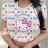 Hello Kitty Printed Women T-shirts Harajuku 2023 New Tops Casual Tee Summer Short Sleeve Graphic Female  Slim Tshirt for Women