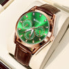 WOKAI high quality Rose Gold Men's Casual belt quartz watch Men's student three eyes Women's night light waterproof clock