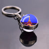 France Paris Eiffel Tower Keychains Double Side Glass Ball Pendant Metal Key Chains Travel Souvenir Keyring Gift Art Jewelry