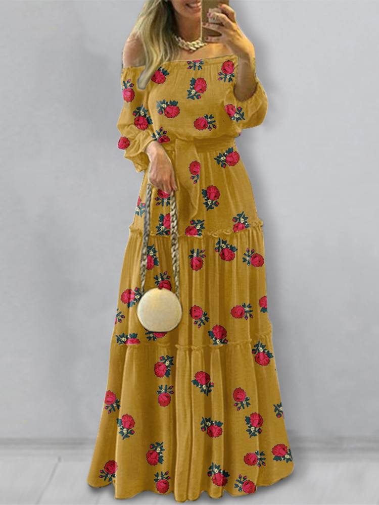 ZANZEA Fashion Off Shoulder Vestidos Female Lace Up Belted Dresses Beach  Holiday Ruffle Robe Womens Bohemian Long Maxi Dress – Aviationkart