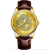 WOKAI high quality Rose Gold Men's Casual belt quartz watch Men's student three eyes Women's night light waterproof clock