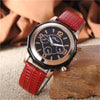 WOKAI high quality Rose Gold Men's Casual belt quartz watch Men's student three eyes Women's night light waterproof clock