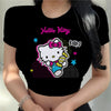 Hello Kitty Printed Women T-shirts Harajuku 2023 New Tops Casual Tee Summer Short Sleeve Graphic Female  Slim Tshirt for Women