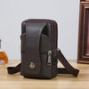 Men Leather Waist Bag Large Capacity Belt Bag Brown Shoulder Bags Crossbody Bags Multi-layer Buckle Mobile Phone Bag Bum Pouch