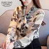 Spring Women Tops and Blouses Elegant Bow Floral Chiffon Blouse Women OL Women Long Sleeve Shirt Harajuku Vintage Blusas 8462