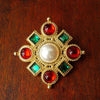 Vintage Palace Antique Re-engraved Color Treasure Brooch Colorful Gems Pearl Brooches Wedding Party Pins Jewelry