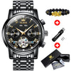 OLEVS Mechanical Men Watches Automatic Stainless Steel Waterproof Date Week Green Fashion Classic Wrist Watches 6607