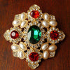 Vintage Palace Antique Re-engraved Color Treasure Brooch Colorful Gems Pearl Brooches Wedding Party Pins Jewelry