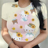 Hello Kitty Printed Women T-shirts Harajuku 2023 New Tops Casual Tee Summer Short Sleeve Graphic Female  Slim Tshirt for Women
