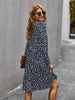 Msfilia Autumn Winter Print Dress Women Casual Button A Line Loose Knee Length Dress