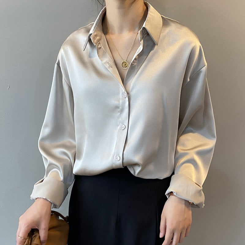Baggy silk shirt cheap