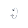 S925 Sterling Silver 18K Gold-Plated Adjustable Cross And Heart Ring For Women